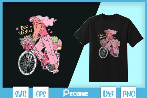 Best Wish Bicycle Floral Girl Bike SVG