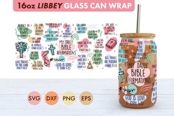 Bible Verse SVG 16 Oz Libbey Glass Can