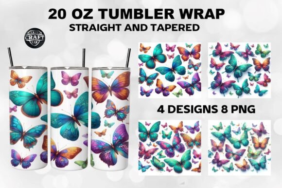 Butterfly Skinny Tumbler Wrap 20oz PNG