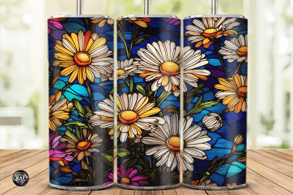 Daisy Flowers Stained Glass Tumbler Wrap