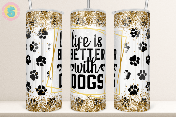 dog quote paws 20oz tumbler wrap
