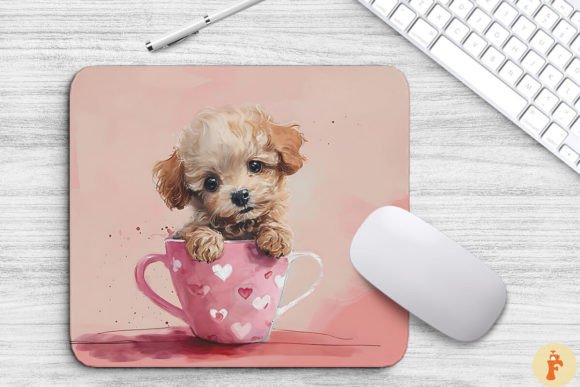 Kawaii Poodle Puppy in Cup