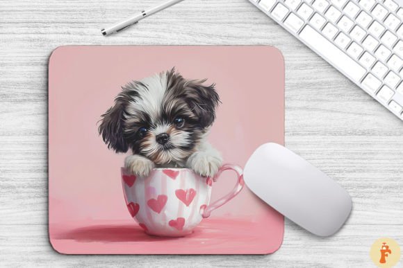 Kawaii Shih Tzu Puppy in Cup