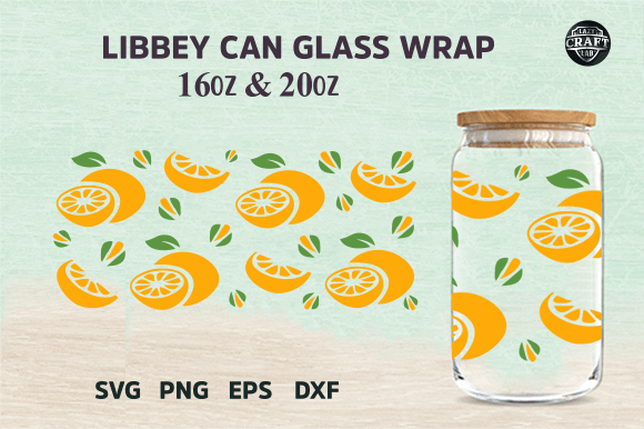 Orange Libbey Glass Can SVG 16oz Wrap
