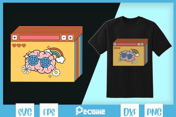 Peaceful Brain Retro Music SVG
