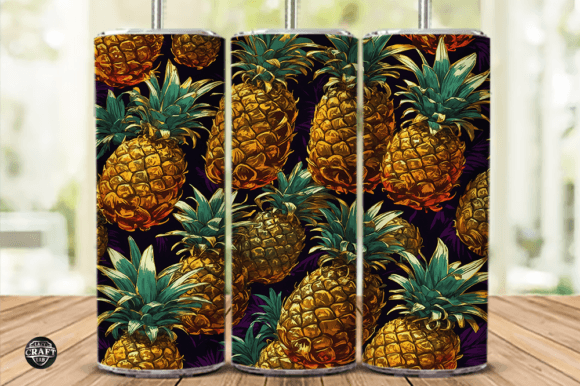 Pineapple Tumbler Wrap 20oz Skinny PNG