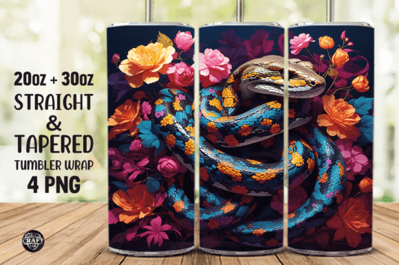 Python Snake Flowers Tumbler Wrap 20oz