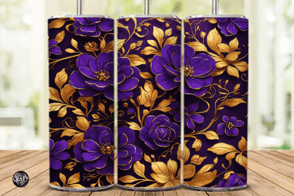 Royal Purple Gold Floral Tumbler Wrap