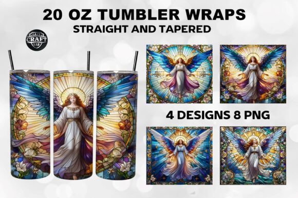 Stained Glass Angel Tumbler Wrap 20oz
