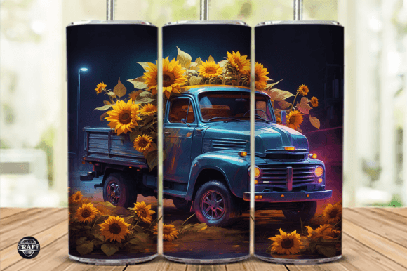 Sunflowers with Truck Tumbler Wrap 20oz