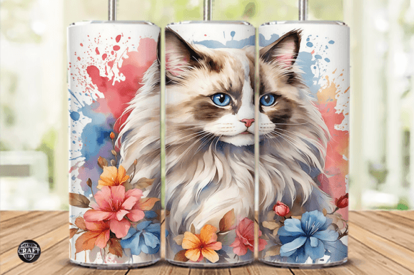 Watercolor Ragdoll Cat Tumbler Wrap 20oz